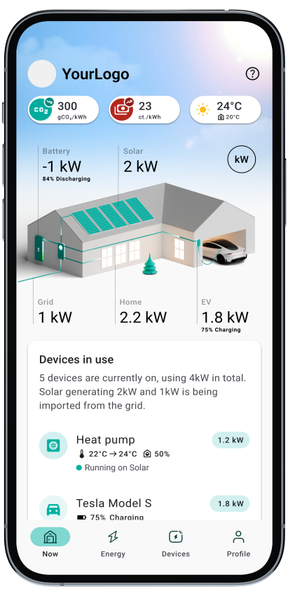 The Zerofy app with your company logo in the header